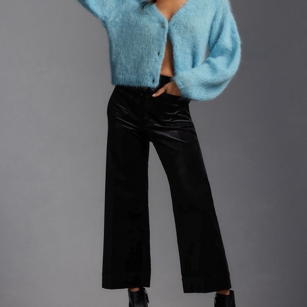 Anthropologie Black Velvet Pants